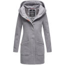 Marikoo Maikoo Damen Mantel mit Kapuze Trenchcoat Jacke B819 Hellgrau Größe S - Gr. 36