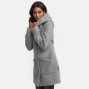 Marikoo Maikoo Damen Mantel mit Kapuze Trenchcoat Jacke B819 Hellgrau Größe XL - Gr. 42