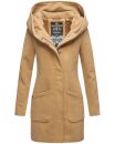 Marikoo Maikoo Damen Mantel mit Kapuze Trenchcoat Jacke B819 Camel Größe S - Gr. 36