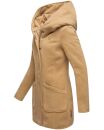 Marikoo Maikoo Damen Mantel mit Kapuze Trenchcoat Jacke B819 Camel Größe L - Gr. 40