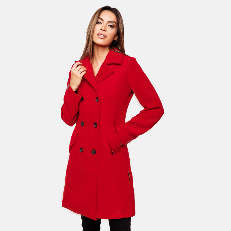 Marikoo Nanakoo Damen Mantel Trenchcoat Wintermantel Übergangs Jacke B820 Rot-Gr.XS