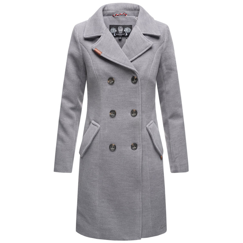 Marikoo Nanakoo Damen Mantel Trenchcoat Wintermantel Übergangs Jacke B820 Hellgrau--Gr.XS