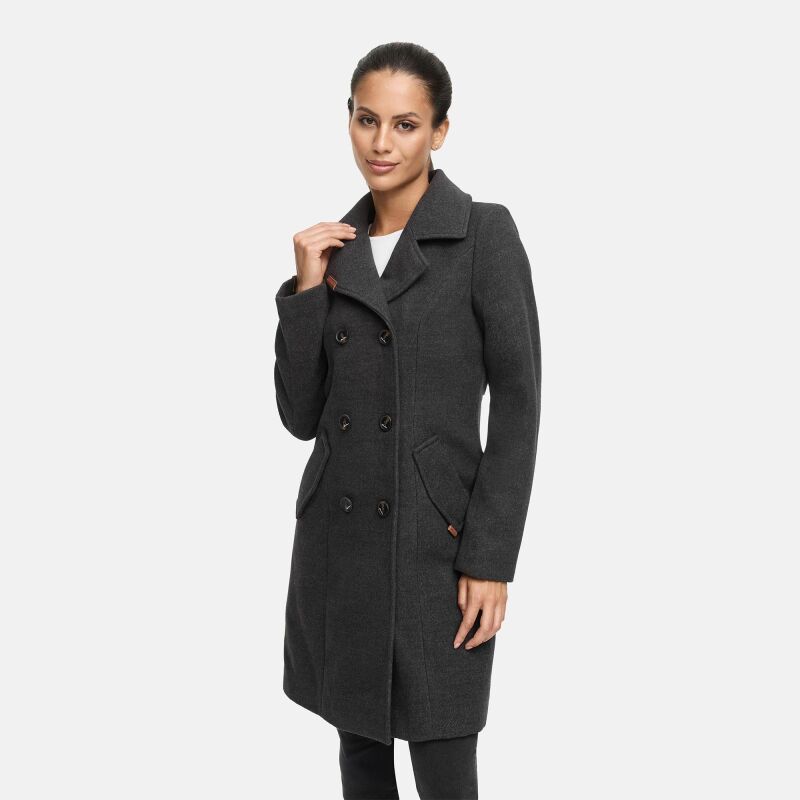 Marikoo Nanakoo Damen Mantel Trenchcoat Wintermantel Übergangs Jacke B820 Anthrazit-Gr.XL