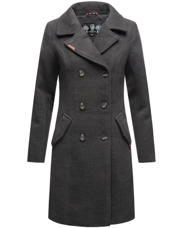 Marikoo Nanakoo Damen Mantel Trenchcoat Wintermantel Übergangs Jacke B820 Anthrazit-Gr.XXL