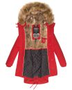 Navahoo Rosinchen Damen Winterjacke Parka gefüttert Kapuze B824 Rot-Gr.XS