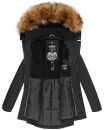 Marikoo Sanakoo Damen Winterjacke Parka mit Kapuze B825 Schwarz-Gr.M