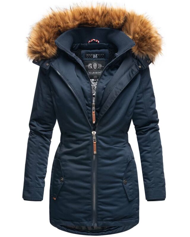 Marikoo Sanakoo Damen Winterjacke Parka mit Kapuze B825 Navy-Gr.XS