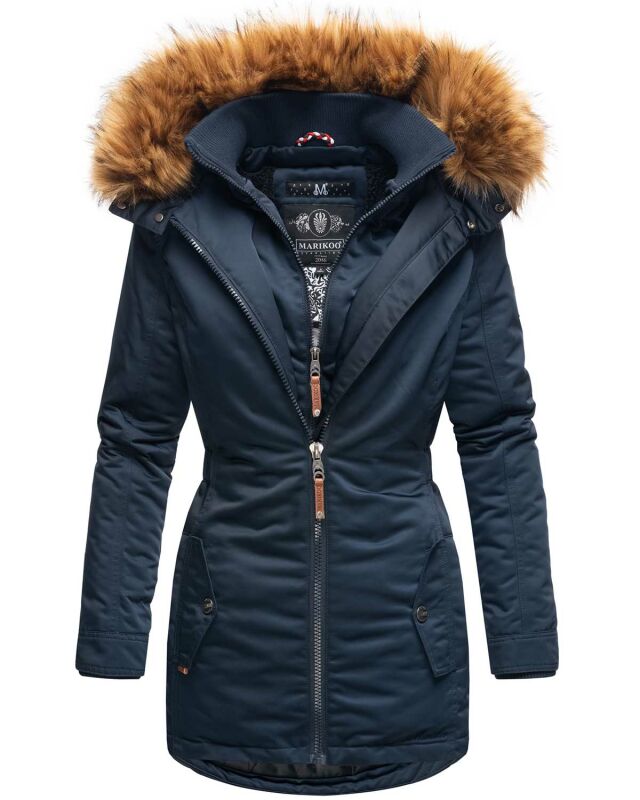 Marikoo Sanakoo Damen Winterjacke Parka mit Kapuze B825 Navy-Gr.XS