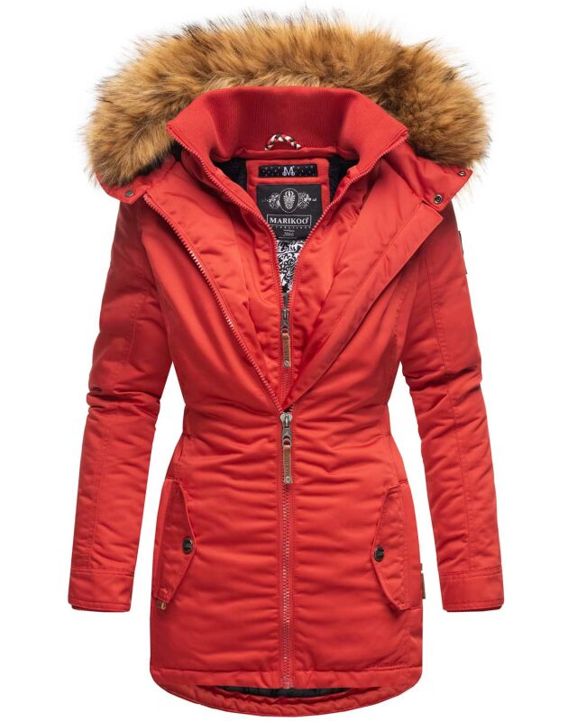 Marikoo Sanakoo Damen Winterjacke Parka mit Kapuze B825 Rot-Gr.XS