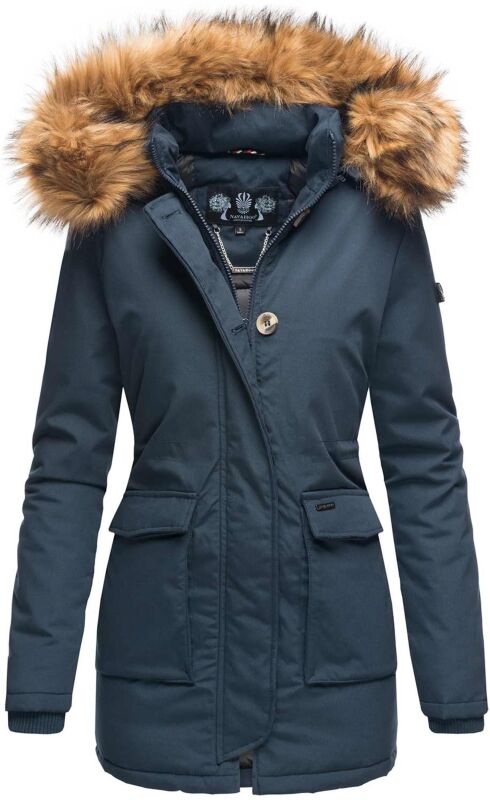 Navahoo Schneeengel-Princess Damen Parka Winter Jacke mit Kapuze B826 Blau-Gr.S