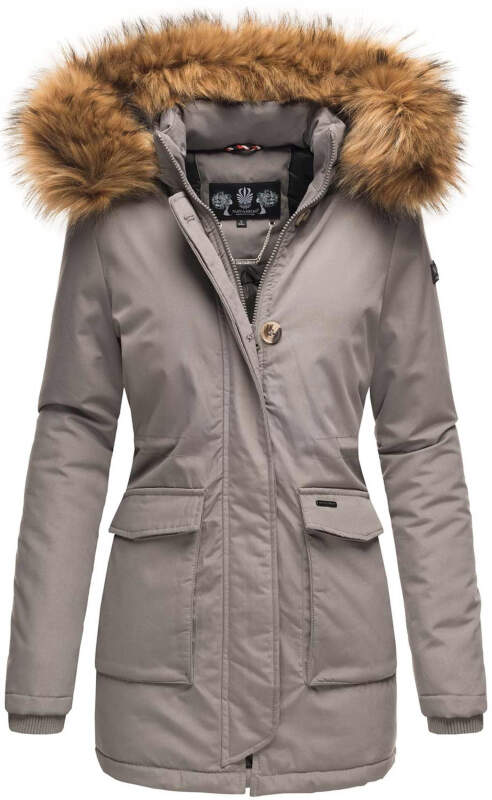 Navahoo Schneeengel-Princess Damen Parka Winter Jacke mit Kapuze B826 Grau-Gr.XS