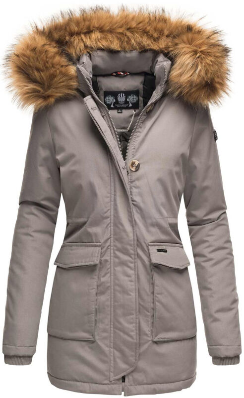 Navahoo Schneeengel-Princess Damen Parka Winter Jacke mit Kapuze B826 Grau-Gr.S
