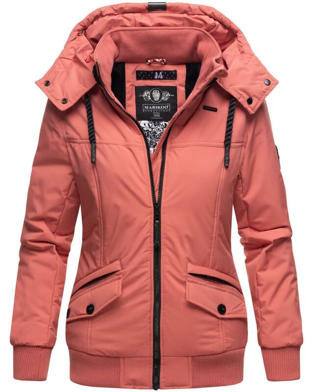 Marikoo Sumikoo Damen Winter Jacke leicht gefüttert mit Kapuze B827 Coral-Gr.XS