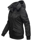 Marikoo Sumikoo Damen Winter Jacke leicht gefüttert mit Kapuze B827 Schwarz-Gr.XS