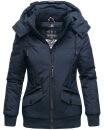 Marikoo Sumikoo Damen Winter Jacke leicht gefüttert mit Kapuze B827 Navy-Gr.S