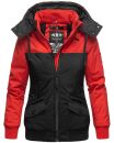 Marikoo Sumikoo Damen Winter Jacke leicht gefüttert mit Kapuze B827 Rot-Schwarz-Gr.S