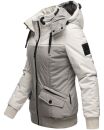 Marikoo Sumikoo Damen Winter Jacke leicht gefüttert mit Kapuze B827 H.Grau-Grau-Gr.XS