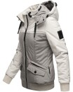 Marikoo Sumikoo Damen Winter Jacke leicht gefüttert mit Kapuze B827 H.Grau-Grau-Gr.L