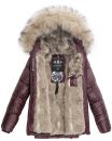 Navahoo Tikunaa Damen Winterjacke mit Kunstfellkragen B828 Weinrot-Gr.L