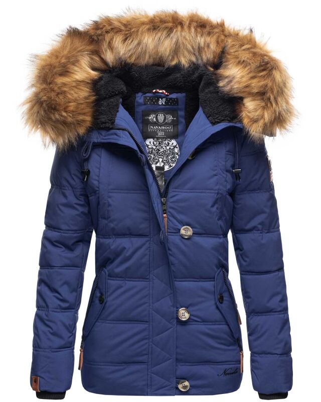 Navahoo Zoja Damen Winter Stepp Jacke Teddyfell Winterjacke B831 Blau-Gr.XL