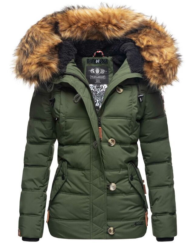 Navahoo Zoja Damen Winter Stepp Jacke Teddyfell Winterjacke B831 Olive-Gr.XS