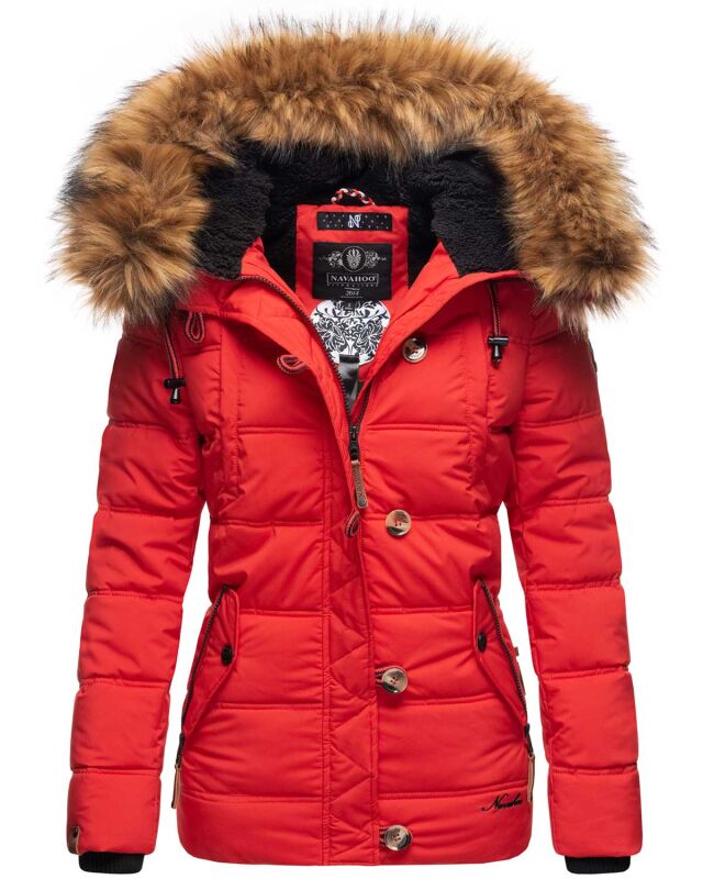 Navahoo Zoja Damen Winter Stepp Jacke Teddyfell Winterjacke B831 Rot-Gr.M