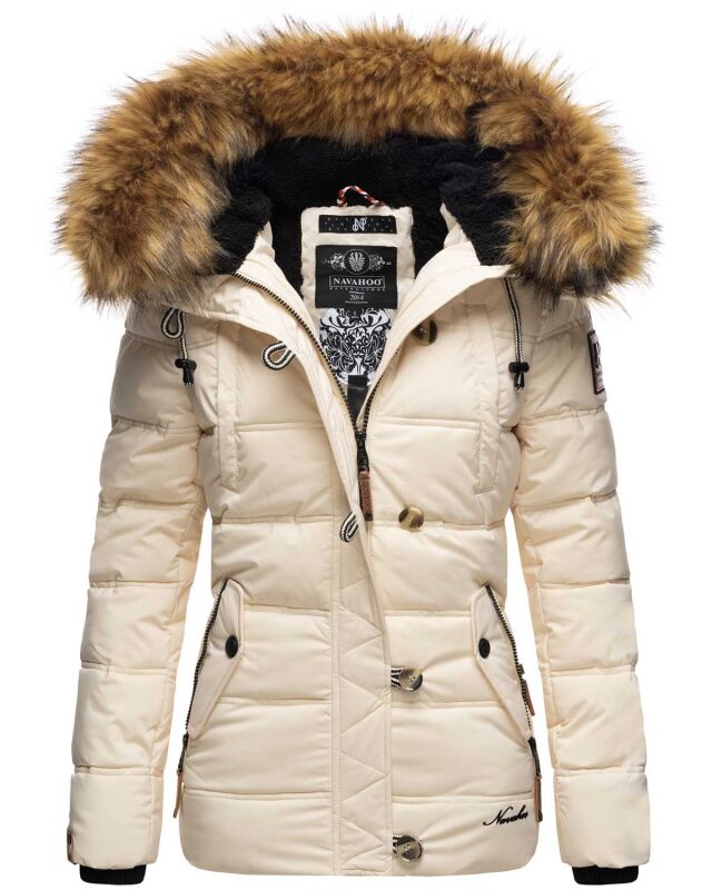 Navahoo Zoja Damen Winter Stepp Jacke Teddyfell Winterjacke B831 Beige-Gr.L