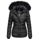 Navahoo Zuckerbiene Damen Steppjacke mit Kapuze und Kunstfellkragen B832 Schwarz-Gr.XS