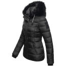 Navahoo Zuckerbiene Damen Steppjacke mit Kapuze und Kunstfellkragen B832 Schwarz-Gr.XS