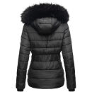 Navahoo Zuckerbiene Damen Steppjacke mit Kapuze und Kunstfellkragen B832 Schwarz-Gr.S