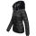 Navahoo Zuckerbiene Damen Steppjacke mit Kapuze und Kunstfellkragen B832 Schwarz-Gr.S