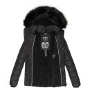 Navahoo Zuckerbiene Damen Steppjacke mit Kapuze und Kunstfellkragen B832 Schwarz-Gr.XL