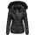 Navahoo Zuckerbiene Damen Steppjacke mit Kapuze und Kunstfellkragen B832 Schwarz-Gr.XXL