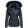 Navahoo Zuckerbiene Damen Steppjacke mit Kapuze und Kunstfellkragen B832 Navy-Gr.M