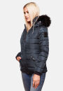 Navahoo Zuckerbiene Damen Steppjacke mit Kapuze und Kunstfellkragen B832 Navy-Gr.L