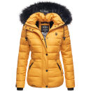 Navahoo Zuckerbiene Damen Steppjacke mit Kapuze und Kunstfellkragen B832 Gelb-Gr.XS