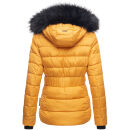 Navahoo Zuckerbiene Damen Steppjacke mit Kapuze und Kunstfellkragen B832 Gelb-Gr.XS