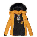 Navahoo Zuckerbiene Damen Steppjacke mit Kapuze und Kunstfellkragen B832 Gelb-Gr.XS