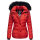 Navahoo Zuckerbiene Damen Steppjacke mit Kapuze und Kunstfellkragen B832 Rot-Gr.L