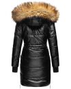 Navahoo Zuckerle Damen Steppjacke lang mit Fellkragen B833Schwarz-Gr.S