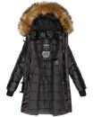 Navahoo Zuckerle Damen Steppjacke lang mit Fellkragen B833Schwarz-Gr.M