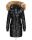 Navahoo Zuckerle Damen Steppjacke lang mit Fellkragen B833Schwarz-Gr.M
