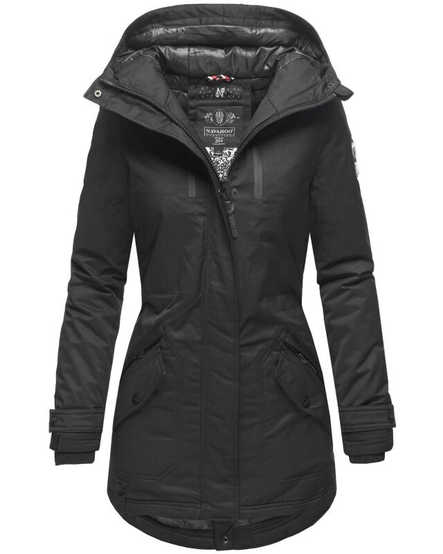 Navahoo Avrille Damen Wintejacke Parka gefüttert mit Kapuze B834 Schwarz-Gr.XL