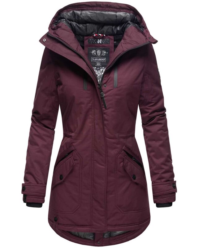 Navahoo Avrille Damen Wintejacke Parka gefüttert mit Kapuze B834 Weinrot-Gr.XL