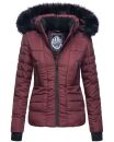 Navahoo Damen Winter Jacke warm gefüttert Teddyfell B361 Weinrot Größe XS - Gr. 34