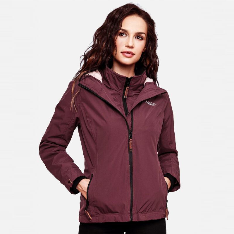 Marikoo Erdbeere Designer Damen Winter leicht gefüttert mit Kapuze B659 Weinrot Größe L - Gr. 40