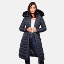 Navahoo Umay warme Damen Winter Jacke lang gesteppt mit Teddyfell B670 Navy Größe XS - Gr. 34