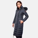 Navahoo Umay warme Damen Winter Jacke lang gesteppt mit Teddyfell B670 Navy Größe XS - Gr. 34
