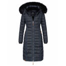 Navahoo Umay warme Damen Winter Jacke lang gesteppt mit Teddyfell B670 Navy Größe XS - Gr. 34