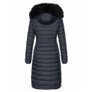 Navahoo Umay warme Damen Winter Jacke lang gesteppt mit Teddyfell B670 Navy Größe XS - Gr. 34